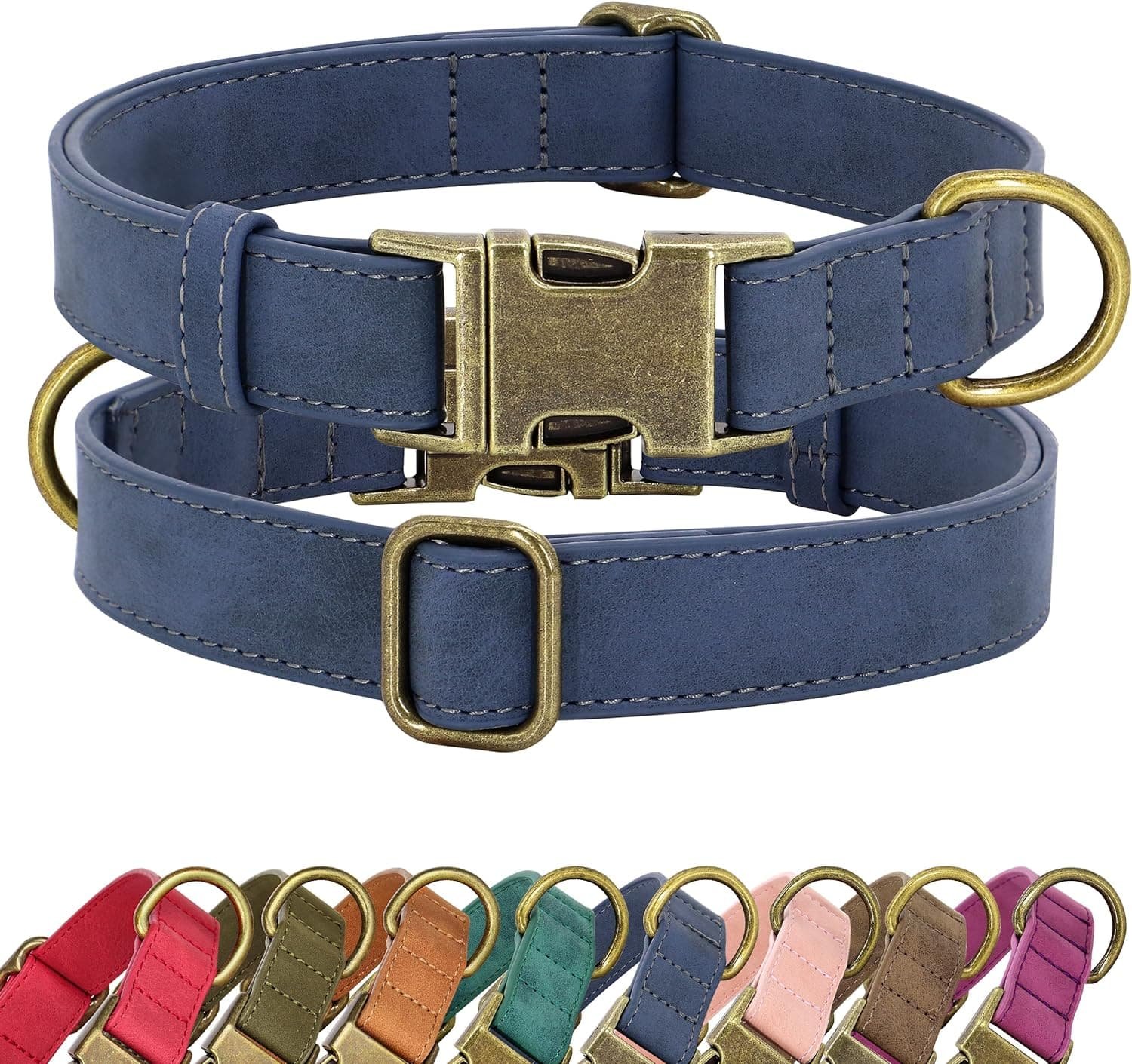 Suministros para perros, collar de cuero resistente.