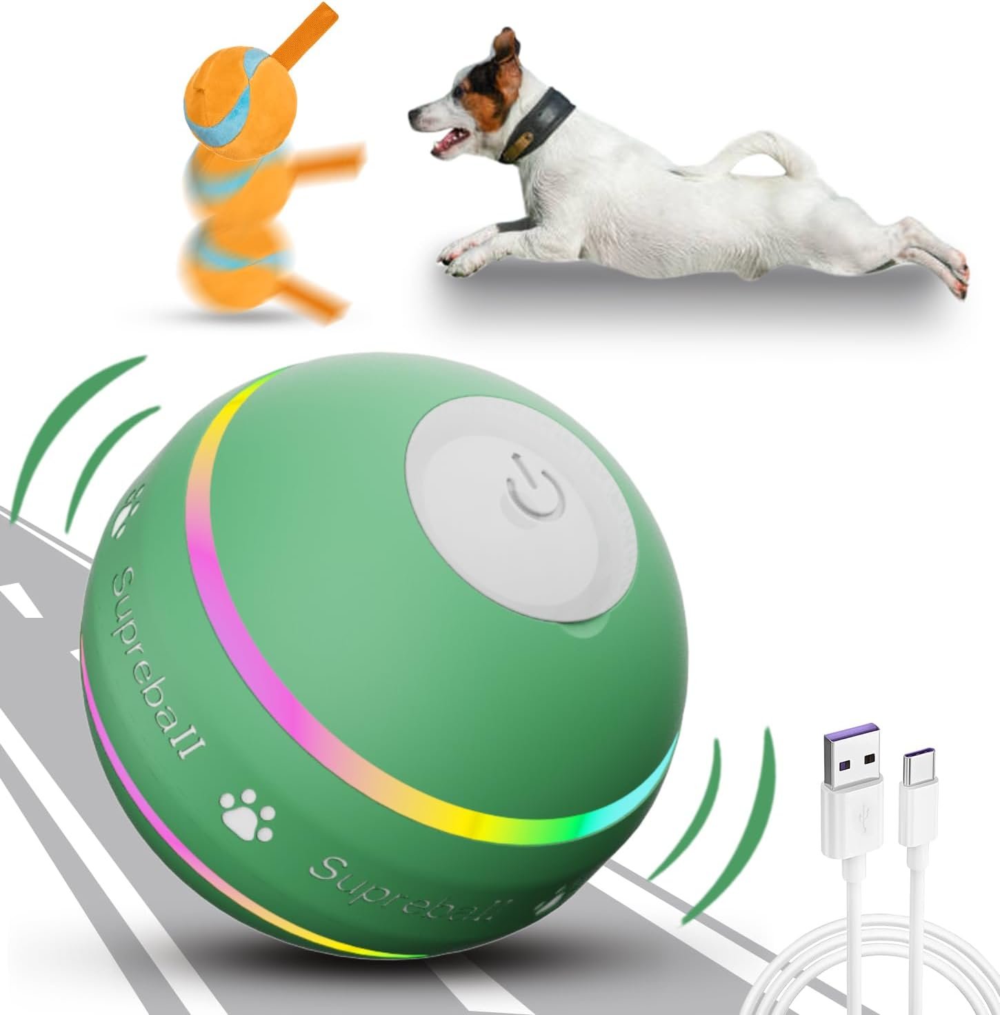 Dog Balls, Third Generation Interactive Puppy Toys, Dog Balls for Small Dogs, Dog Balls for Medium Dogs, Tennis Ball with Enhanced Rolling Effect with Leash, Ball Toys