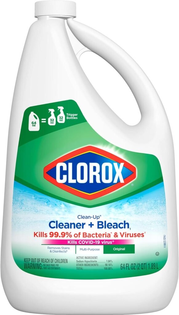 desinfectantes de parvovirus. Clorox Limpiador multiusos Clean-Up con Bleach Original, Household Essentials, botella de repuesto de 64 onzas 