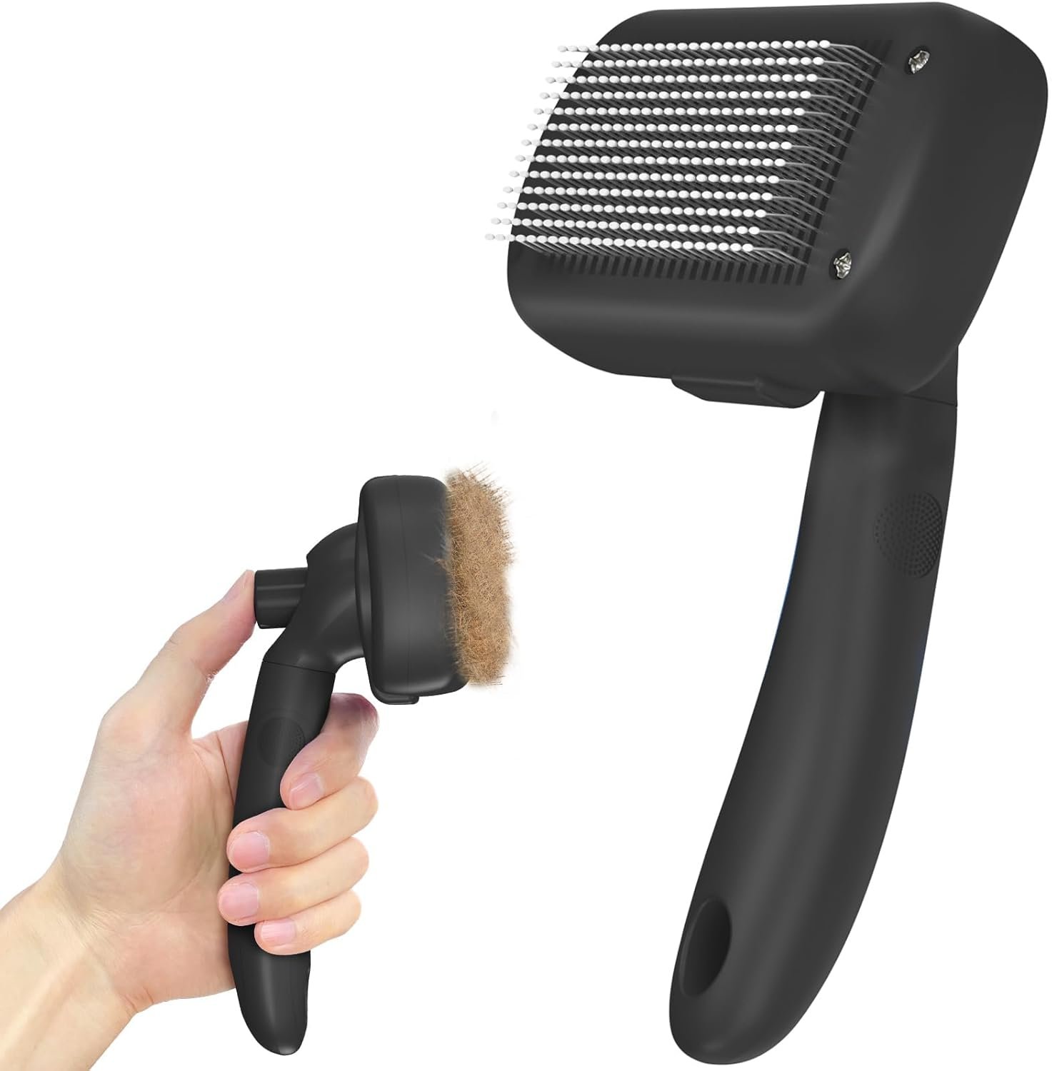 Self-cleaning brush for thick hair